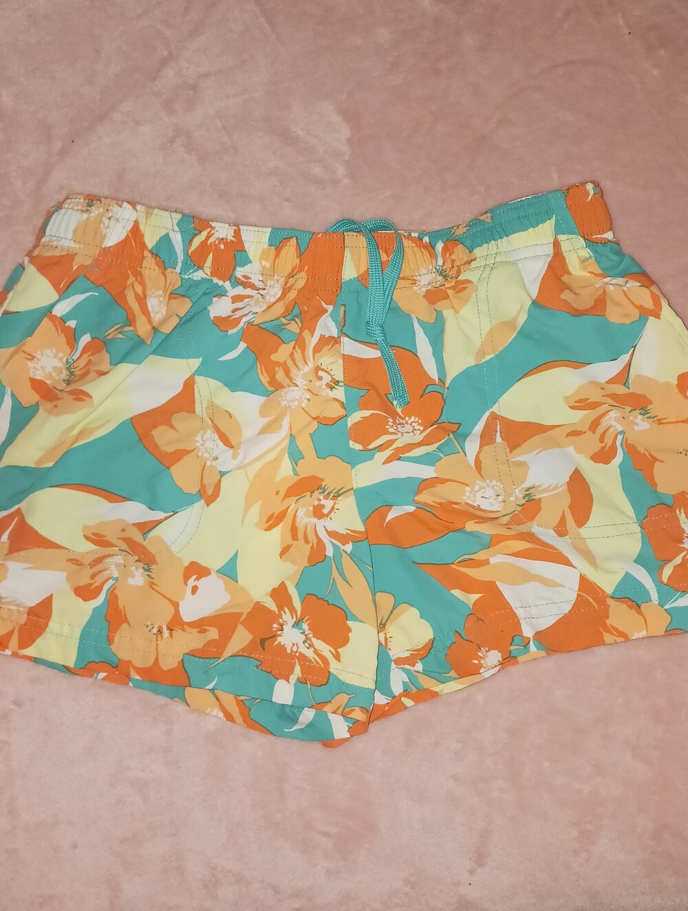 Columbia Floral Athletic Shorts in Teal, Orange & Yellow Size XS